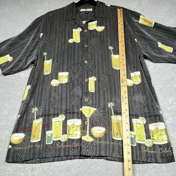 Tommy Bahama Shirt Mens Size Medium Gray Silk Button Up Hawaiian Relaxed Colada - Picture 8 of 11